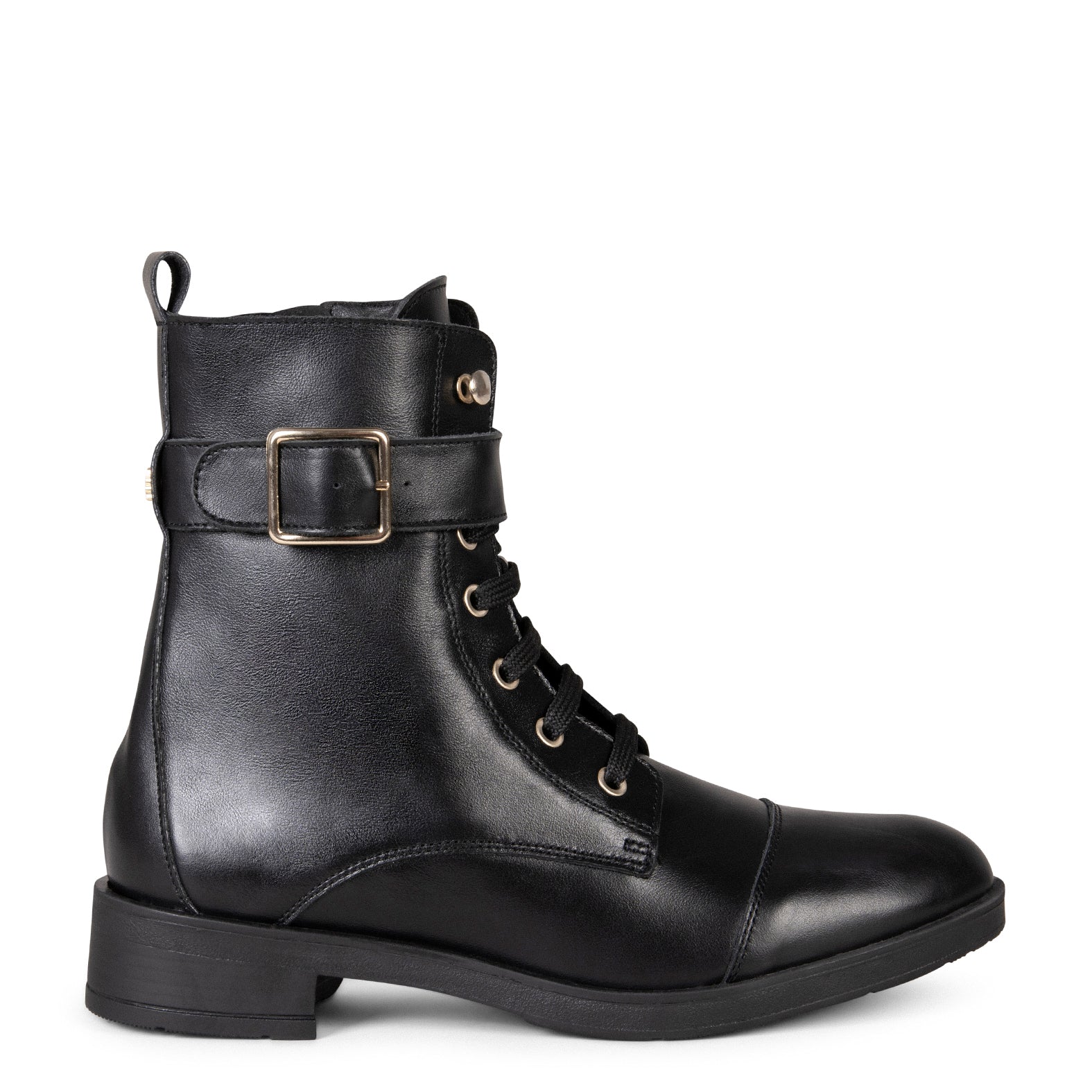 BELFAST – Botines con cordones de piel NEGRO